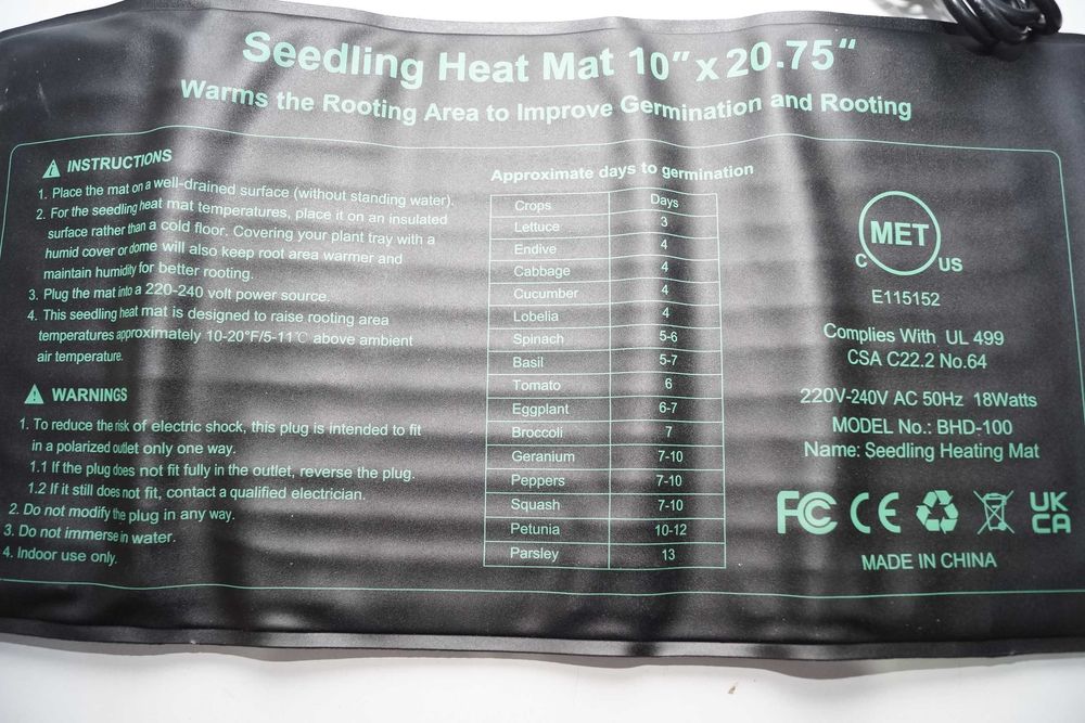 RIOGOO Zestaw mata grzewcza do szklarni sterownik maty 25cm x 53cm