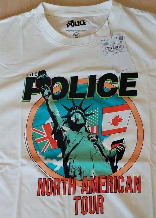 T-shirt branca Springfield com estampa banda The Police tamanho XXXL