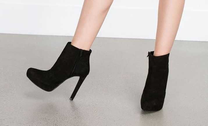 Botins camurça preta da Zara