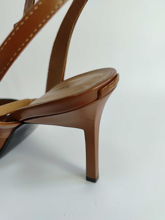 Sandały ze skóry Calvin Klein GEO STIL SANDAL 90HH brązowe rozmiar 36