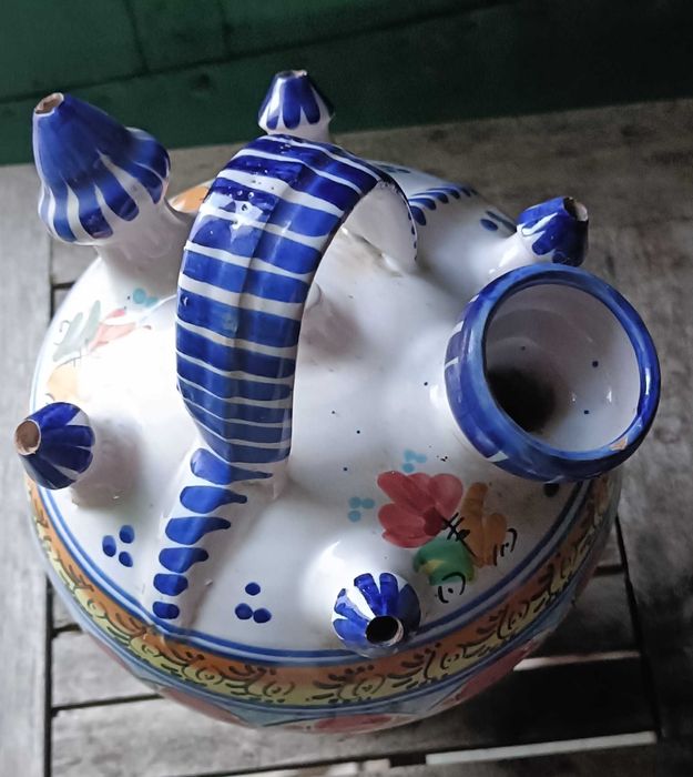 Vintage botijo faiança Talavera pintado a mao