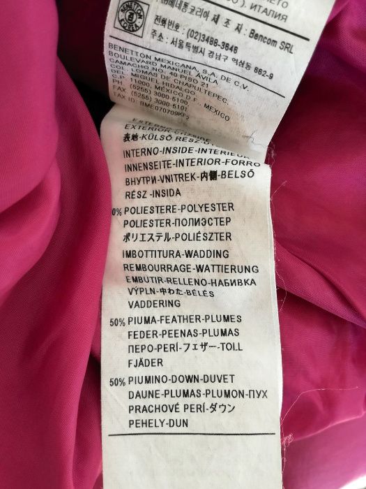 BENETTON puch płaszczyk zimowy różowy 74 80