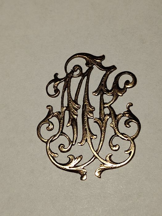 Przedwojenny Monogram ze złota próby 585 (MK)