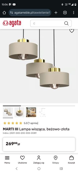 Lampa wisząca beżowa