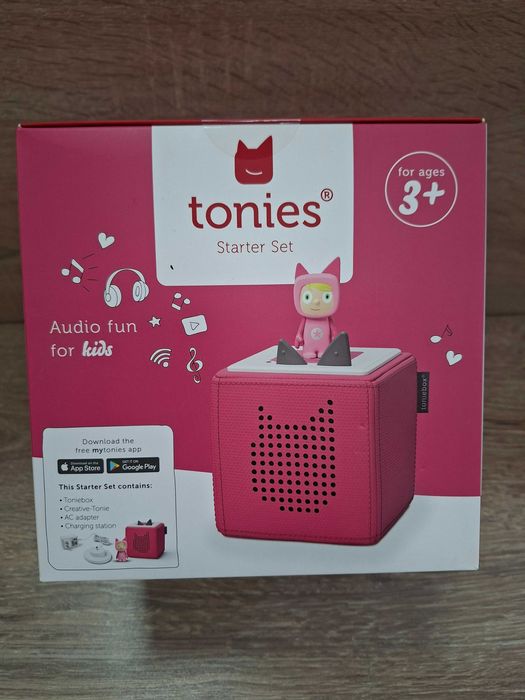 Różowy zestaw startowy ,cyfrowe urządzenie Tonies Toniebox , głośnik
