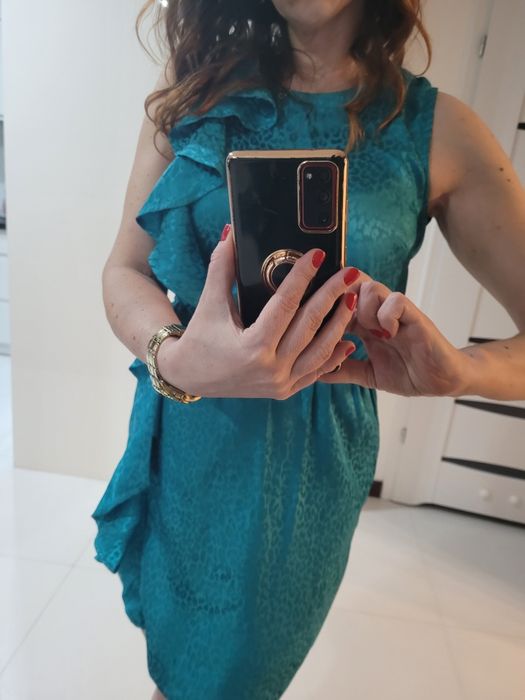 Miss Selfridge sukienka piękna lekka lato panterka w ciapki  mega kolo