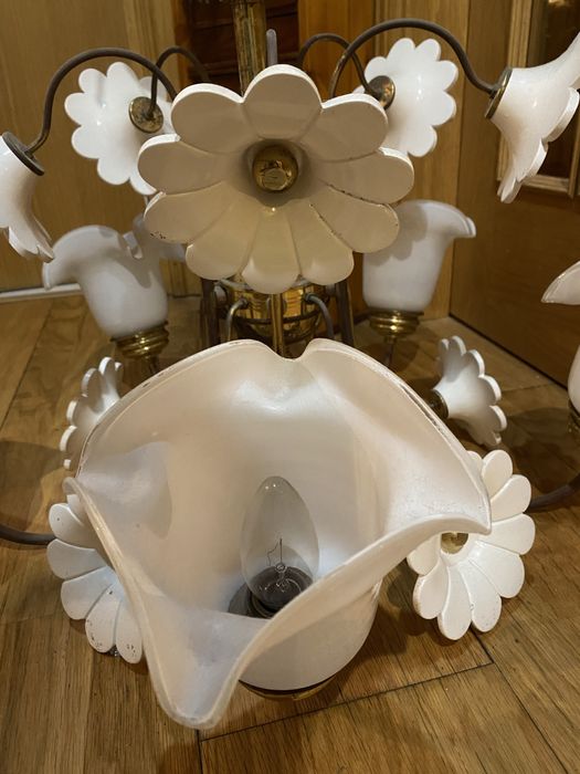 Candeeiro de teto com 5 lampadas E14 feito a mao e um de aplique