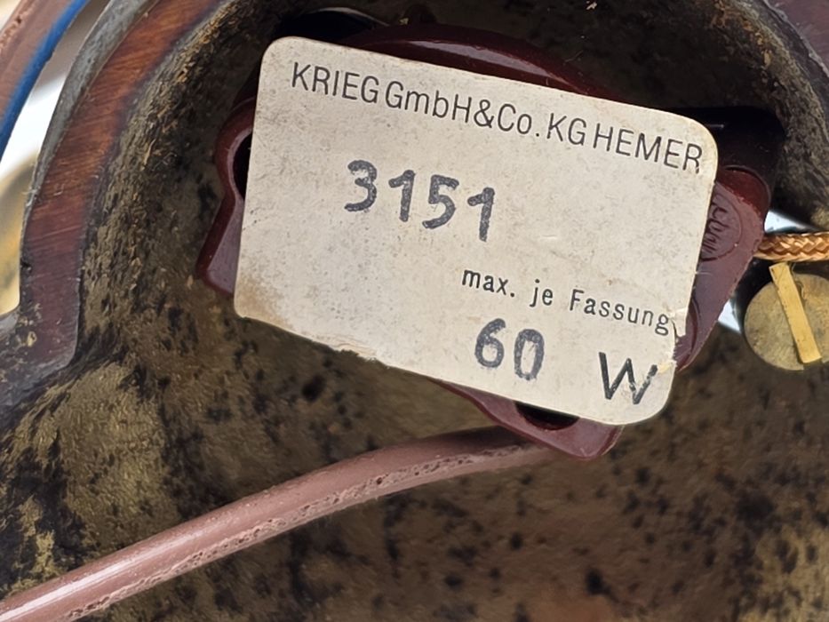 Para kinkietów mosiężnych vintage KRIEG HEMER Niemcy KOMPLET 2 szt.