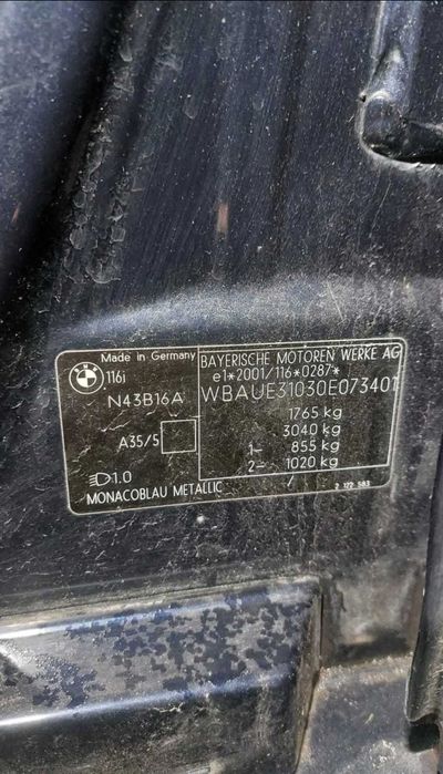 BMW e87 e81 116i lift 1.6 122km n43b16a