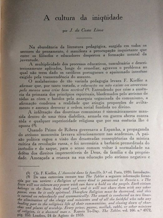 Brotéria. Revista contemporânea. de cultura,1935. Ver sumário.
