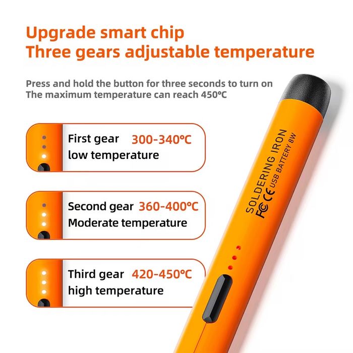 Bezprzewodowa lutownica USB 5V 8W