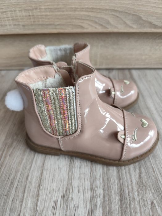 Lakierowane ocieplane botki kozaki Smyk dziewczynka 26