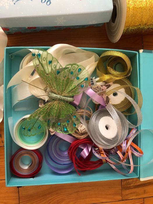 Упаковочная бумага для подарков и цветов, ленты
