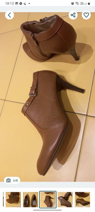 Botki na szpilce brązowe 40 super 26 cm Nowe