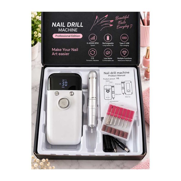 Nail Drill V6 Profissional 45.000 RPM Recarregável - Nova - Envio Gratuito