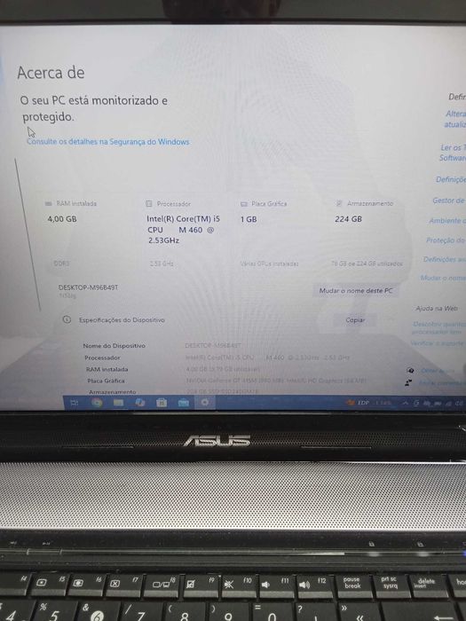 Portátil ASUS CORE I5 M460