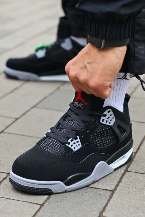 Кросівки Nike Air Jordan Retro 4 Black/Grey/Red premium | Кроссовки Найк чоловічі жіночі