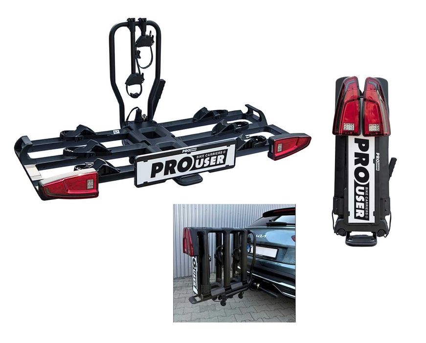 Bagażnik platforma na 3 rowery PROUSER Diamant FG3 BLACK LED na hak