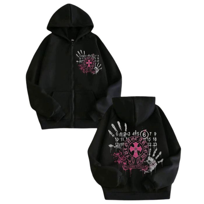 Зип худи кофта толстовка Chrome Hearts x Maison Margiela  Paris Logo унисекс коллаборация Хром Хартс и Мейсон Марджелы  Новинка черная лонгслив худи