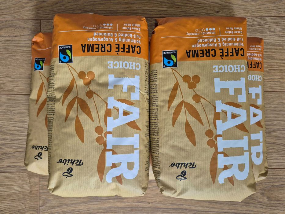 Tchibo Fair Choice Caffè Crema 1000g x 5 sztuk świeża   kawa ziarnista plus gratis.
