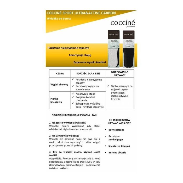 R. 39-40 - Wkładki sport Ultra&Active Carbon Coccine