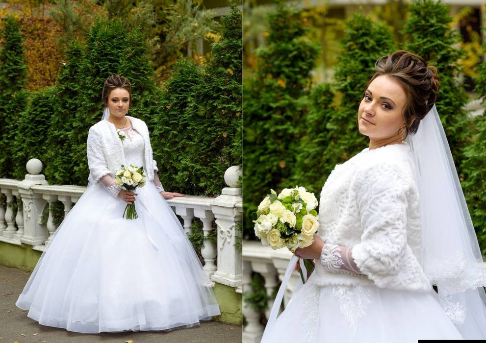 Продам весільну сукню! +Шубку, круги та чохол.