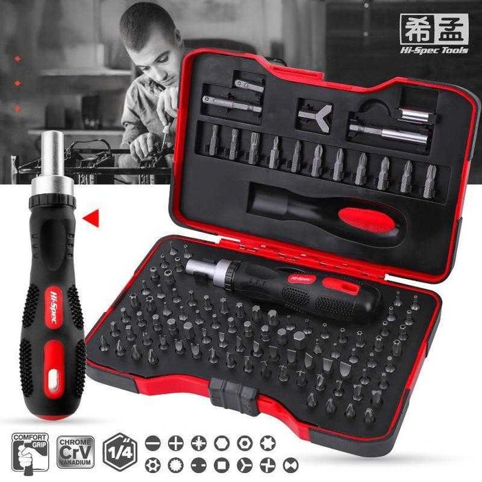 набір біт в кейсі + викрутка тріскачка набор бит + отвертка трещетка