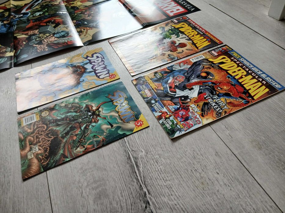 4 x komiks Spider-Man, Spawn + duży plakat Marvel