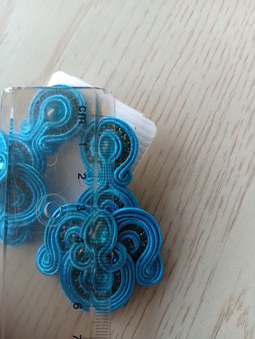Turkusowe Niebieskie kolczyki Sutasz nowe handmade