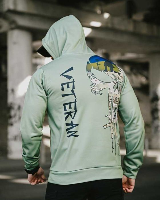 Мілітарі худі VETERAN на флісі  тактичне чоловіче худі Без передоплати