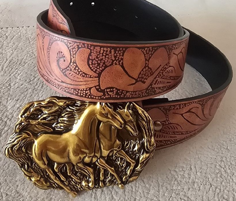 Pasek skórzany jeździecki myśliwski cowboy Texas Arizona JEŹDZIECTWO.