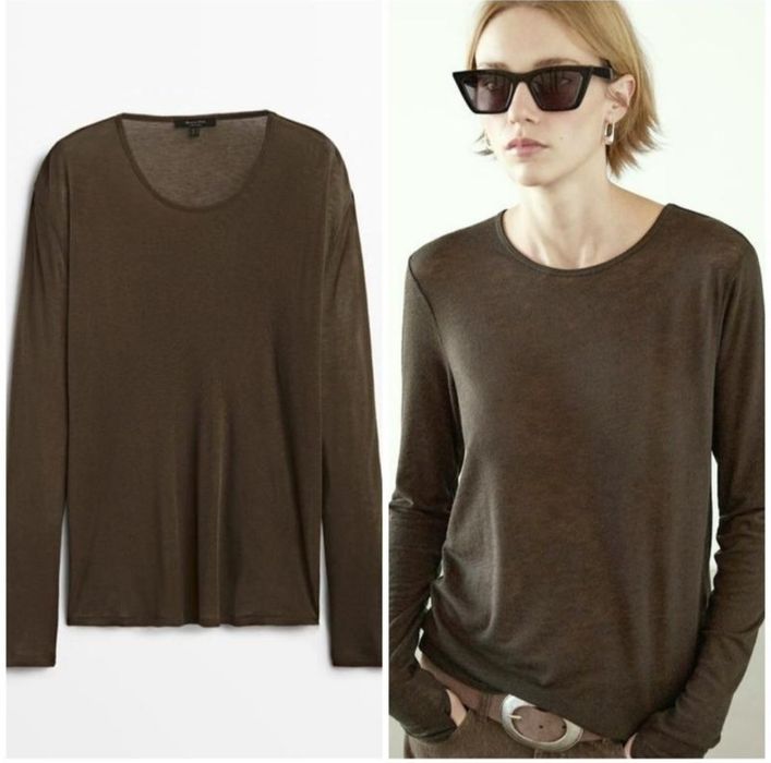 Massimo Dutti ніжний тонкий лонгслів на основі вовни та ліоцеллу