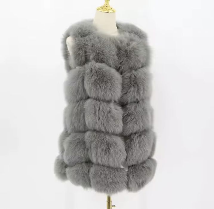 Kontantto kamizelka grafitowa naturalny lis xs-4xl