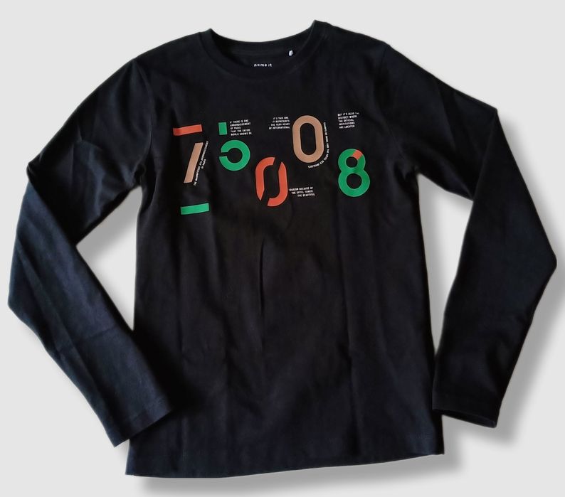 Name it bluzka z długim rękawem czarna bawełna 146-152cm