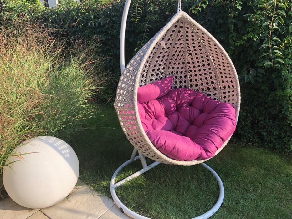 Fotel wiszący SOLO XXL nowy model szary technorattan bujak kosz kokon