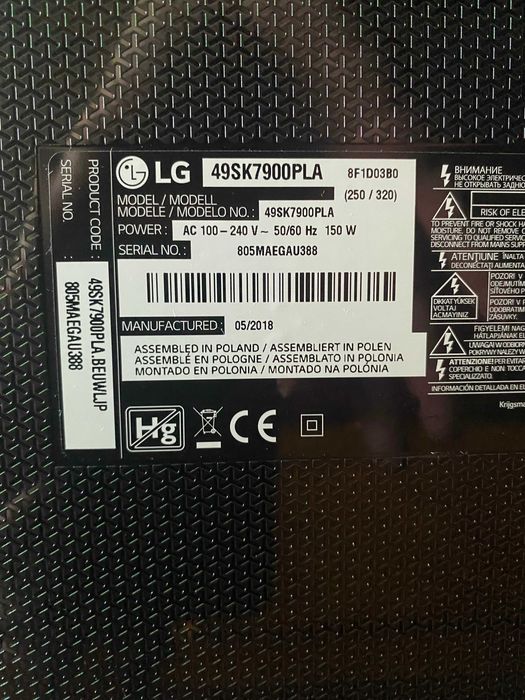 TV LG Super UHD 4K 49" como nova.