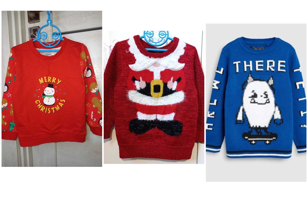 Новорічний светр світшот кофта Дід Мороз для хлопчика 2-3 роки 92-98