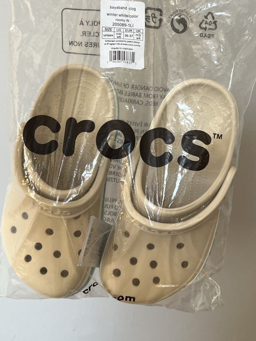 Крокси жіночі бежеві crocs bayaband winter white 40-41