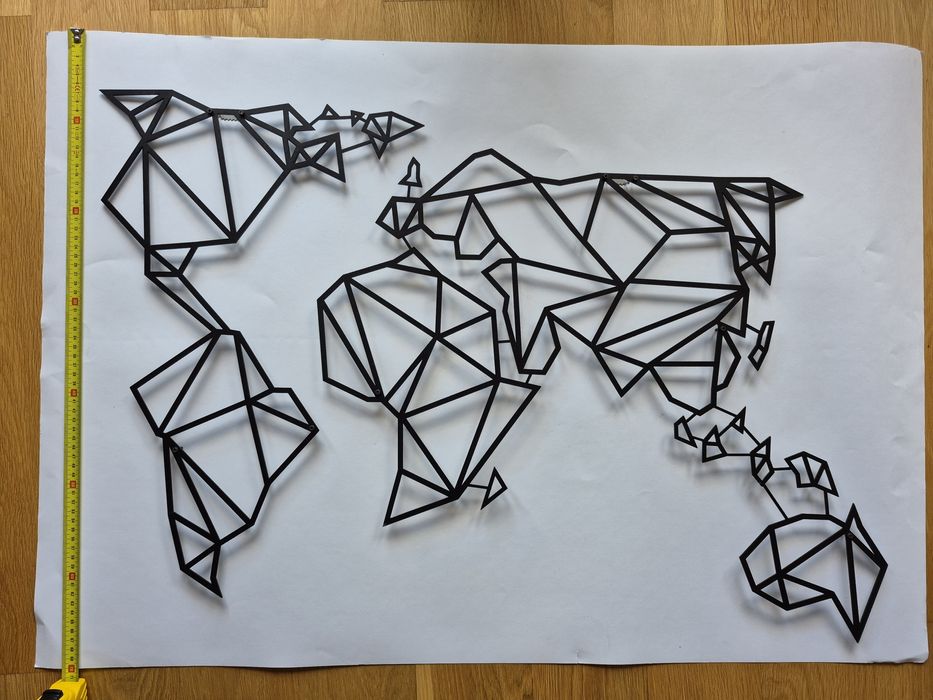 Scienna mapa swiata CROSSING LINES (metalowa)