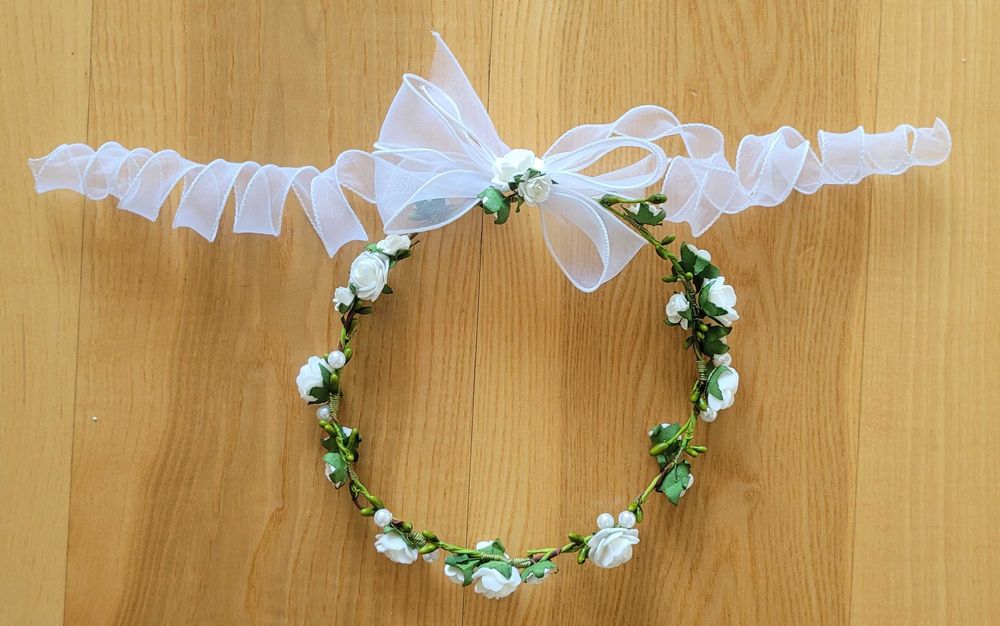 Alba komunijna, dziewczęca + wianek - torebka z rękawiczkami