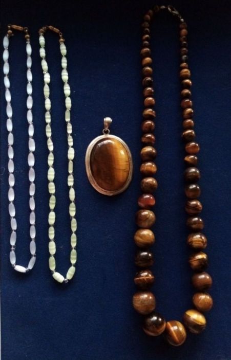 Бусы янтарь, серебро, Чехословакия