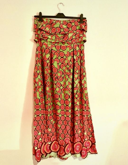 Vestido verde maxi e laranja Lanidor