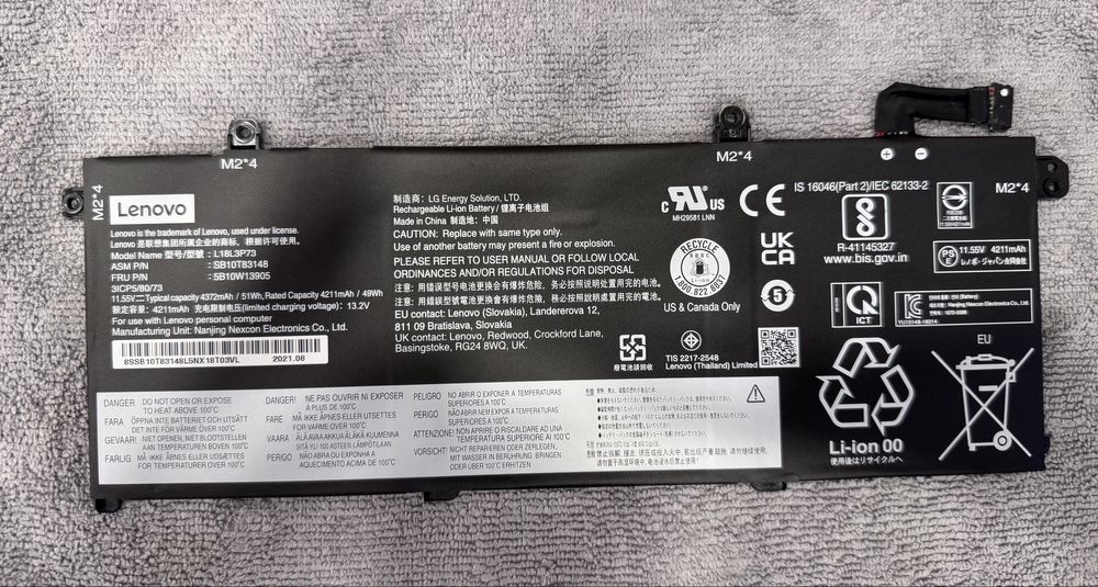 Акумулятор оригінал Lenovo L18L3P73 для Thinkpad T14 gen1, T490, T495.