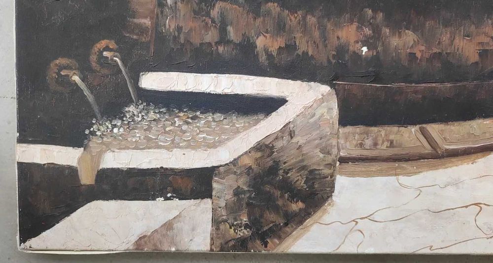 Fonte no centro da aldeia - Pintura a óleo sobre tela - Quadro