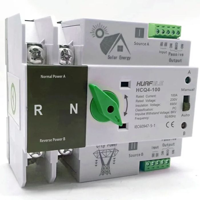 АВР для зарядной станции, инвертора солнечных панелей с задержкой 100А