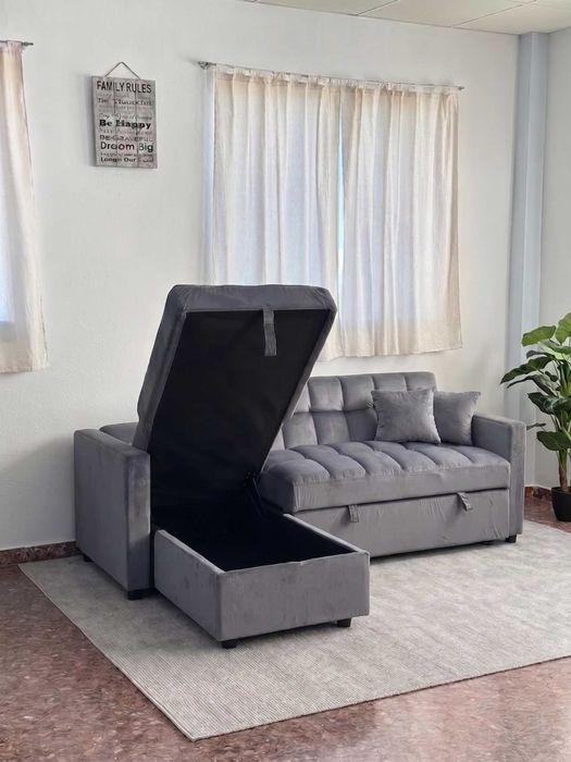 Sofá cama cinza com baú SÓ 437€ - entrega gratuita