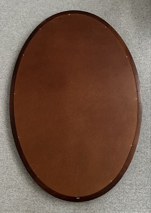 Espelho oval biselado, com moldura de mogno maciço, como NOVO