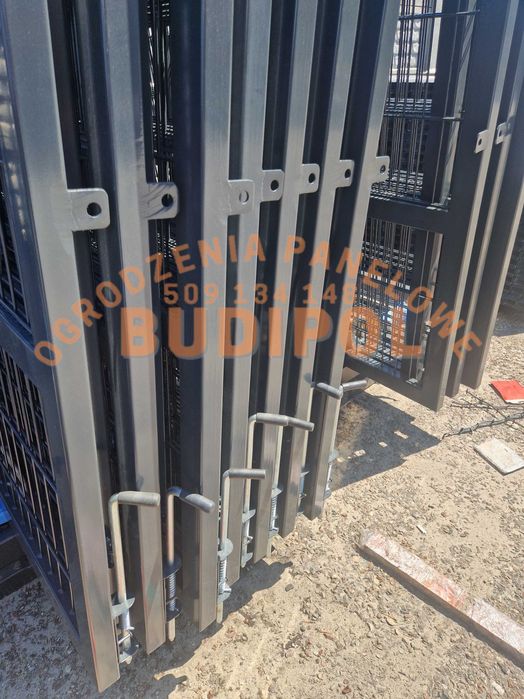 Brama panelowa 5m 150cm lub 170cm grafit, słupki 80x80x2mm, zawiasy