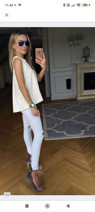 Elegancka bluzka wizytowa biała perły