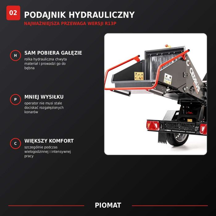 Cedrus R13P Rębak 13 cm podajnik hydrauliczny homologacja